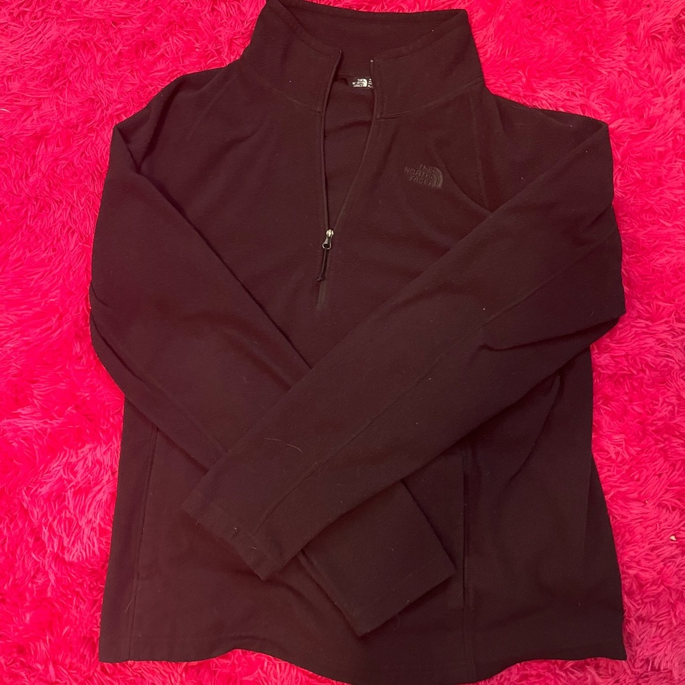 THE NORTH FACE Women’s Black Fleece Pullover, 1/4 Zip, Kangaroo Pocket, Size XL